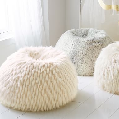 Faux-Fur Bean Bag Chair, Medium Slipcover + Insert, Winter Fox - Image 2