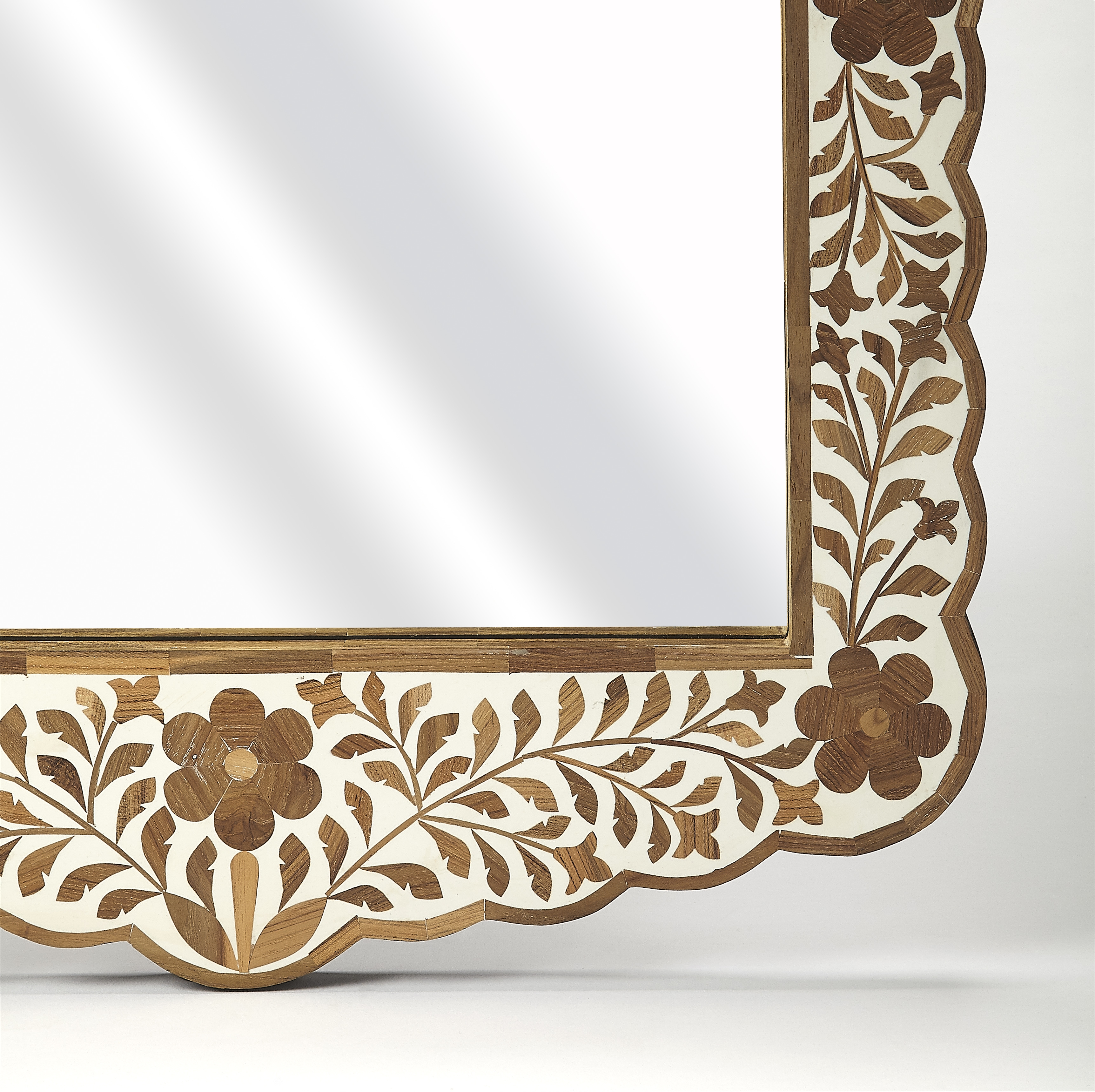 Vivienne Wood & Bone Inlay Wall Mirror - Image 1