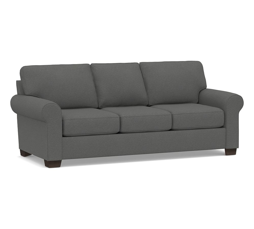 Buchanan Roll Arm Upholstered Sleeper Sofa, Polyester Wrapped Cushions, Park Weave Charcoal - Image 0
