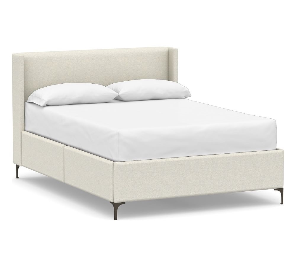 Jake Upholstered Storage Platform Bed with Metal Legs, Queen, Performance Boucle Oatmeal - Image 0