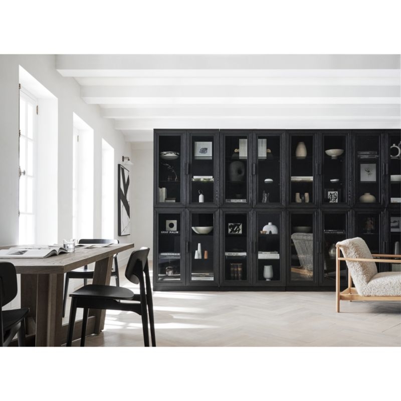 Calypso 36" Black Wood Tall Storage Cabinet with Glass Doors - Image 1