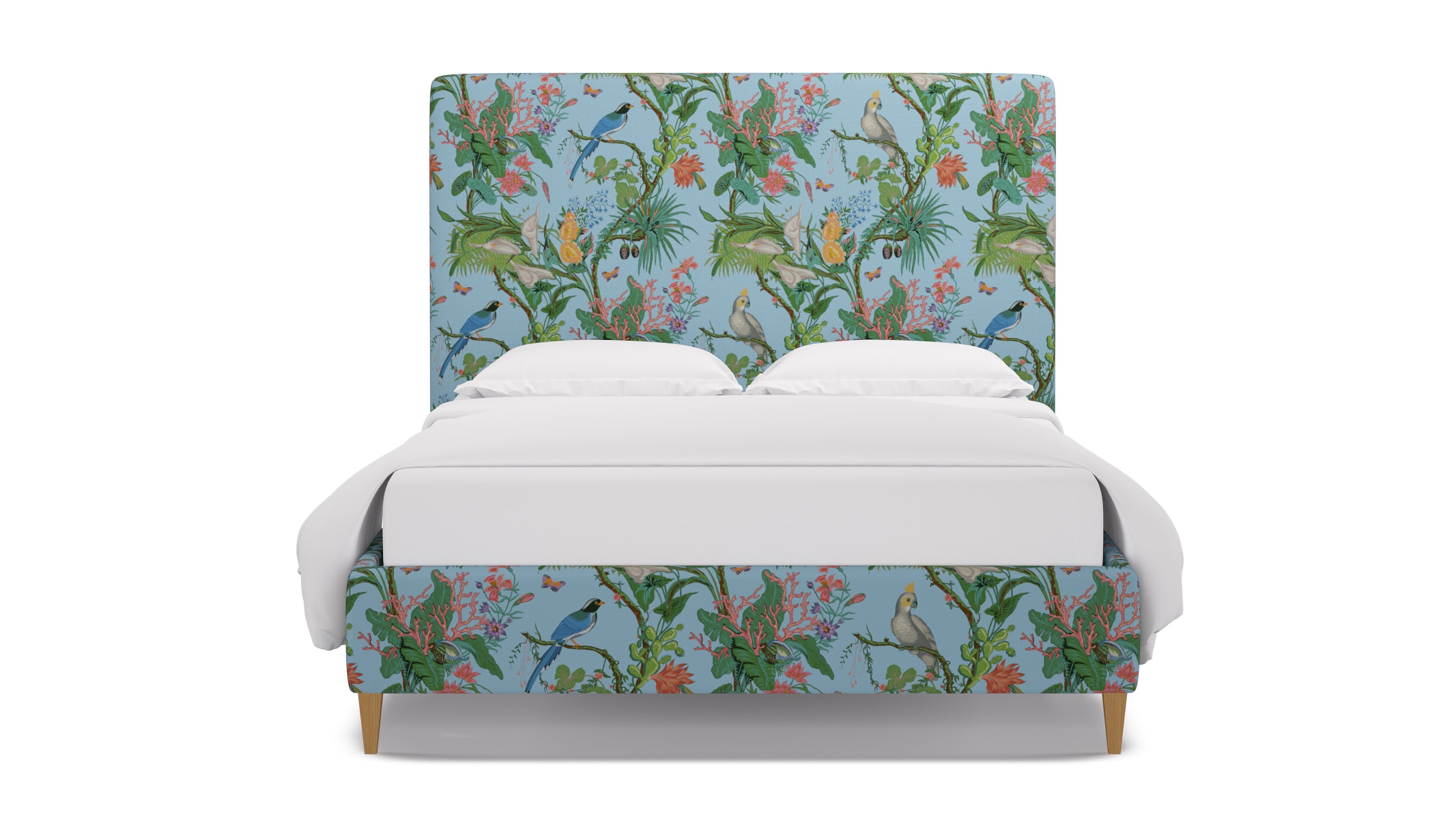 Classic Bed, Sky Cinque Terra, Natural Square Tapered Leg, Queen - Image 0