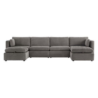Benardo 180.5" Wide Reversible Modular Sofa & Chaise with Ottoman - Image 0