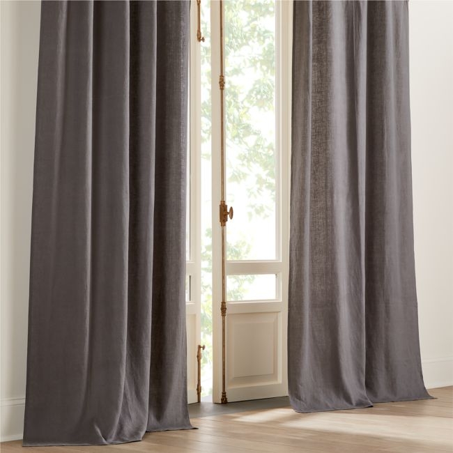 EUROPEAN FLAX™-Certified Linen Charcoal Grey Window Curtain Panel 48"x84" - Image 0
