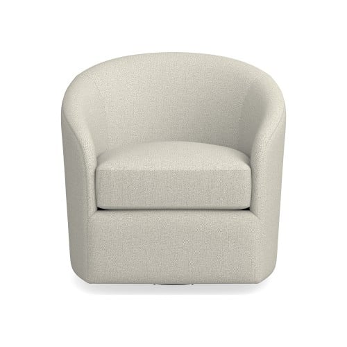 Montclair Swivel Armchair, Standard Cushion, Perennials Performance Basketweave, Light Sand, Ebony Leg - Image 0
