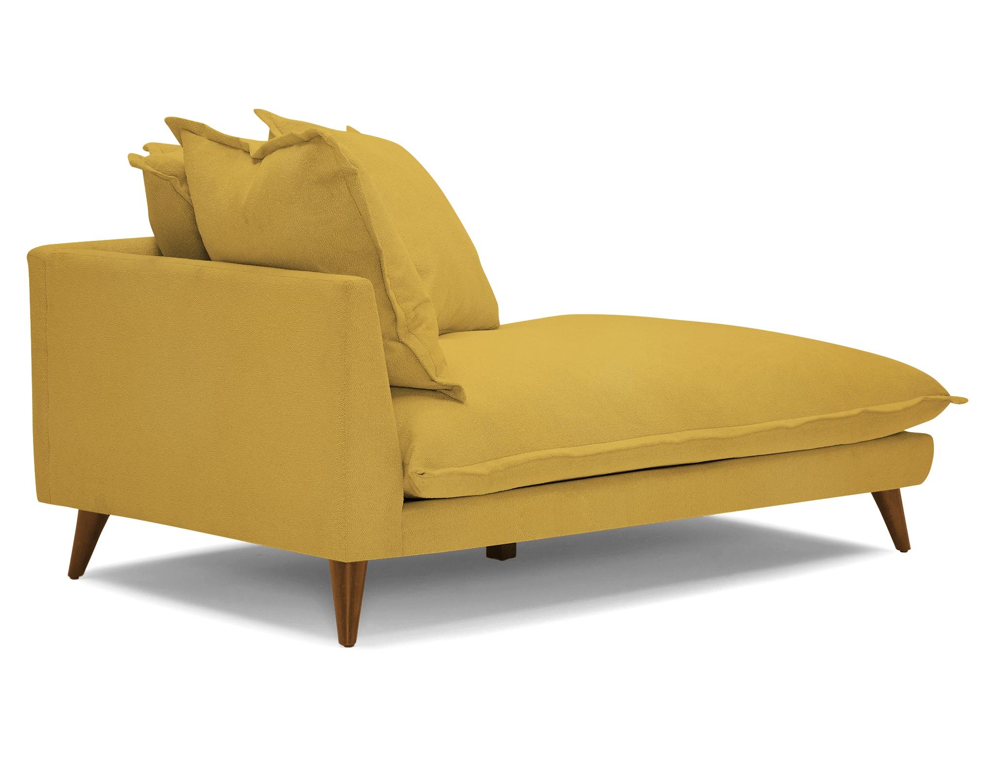 Yellow Denna Mid Century Modern Single Arm Chaise - Marin Sunflower - Mocha - Image 3