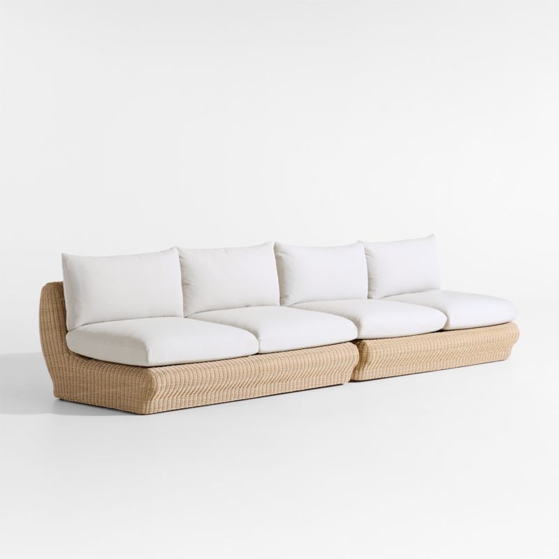 Ipanema Wicker 2-Piece Armless Outdoor Sofa with Cushions - Image 4