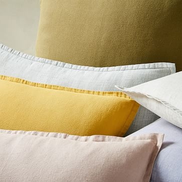 Belgian Flax Linen Pillow Cover, Sand Yellow, 20"x20" - Image 1