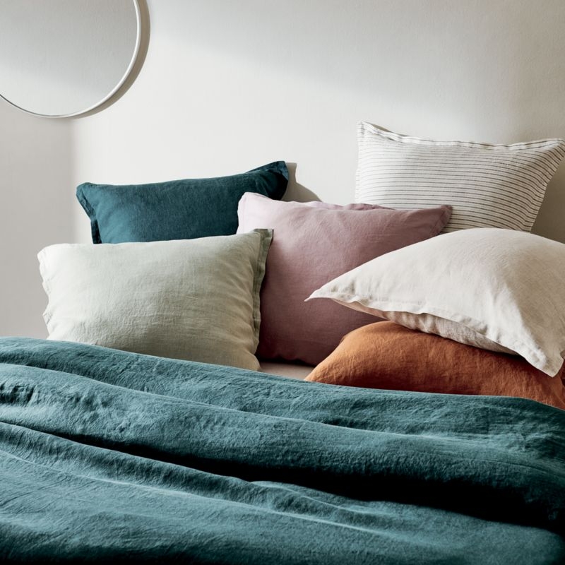 EUROPEAN FLAX-Certified Linen White Euro Pillow Shams Set of 2 - Image 5