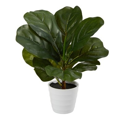 11In. Fiddle Leaf Artificial Plant In White Planter (Real Touch) - Image 0
