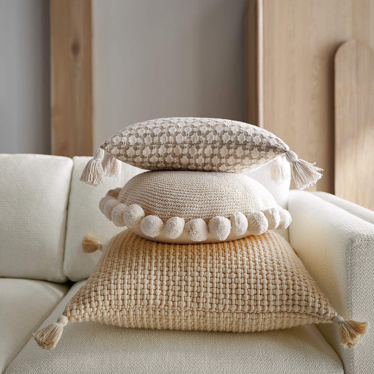 Tahona Textured Pillow with Feather-Down Insert, White Swan, 18" x 12" - Image 3