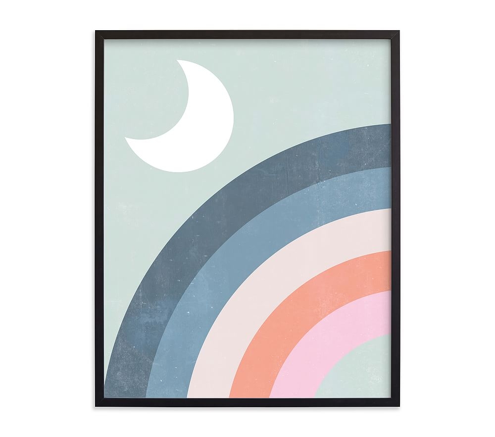 Minted(R) Double Pastel Rainbow with Moon Wall Art by Emmanuela Carratoni 24x30, Black - Image 0