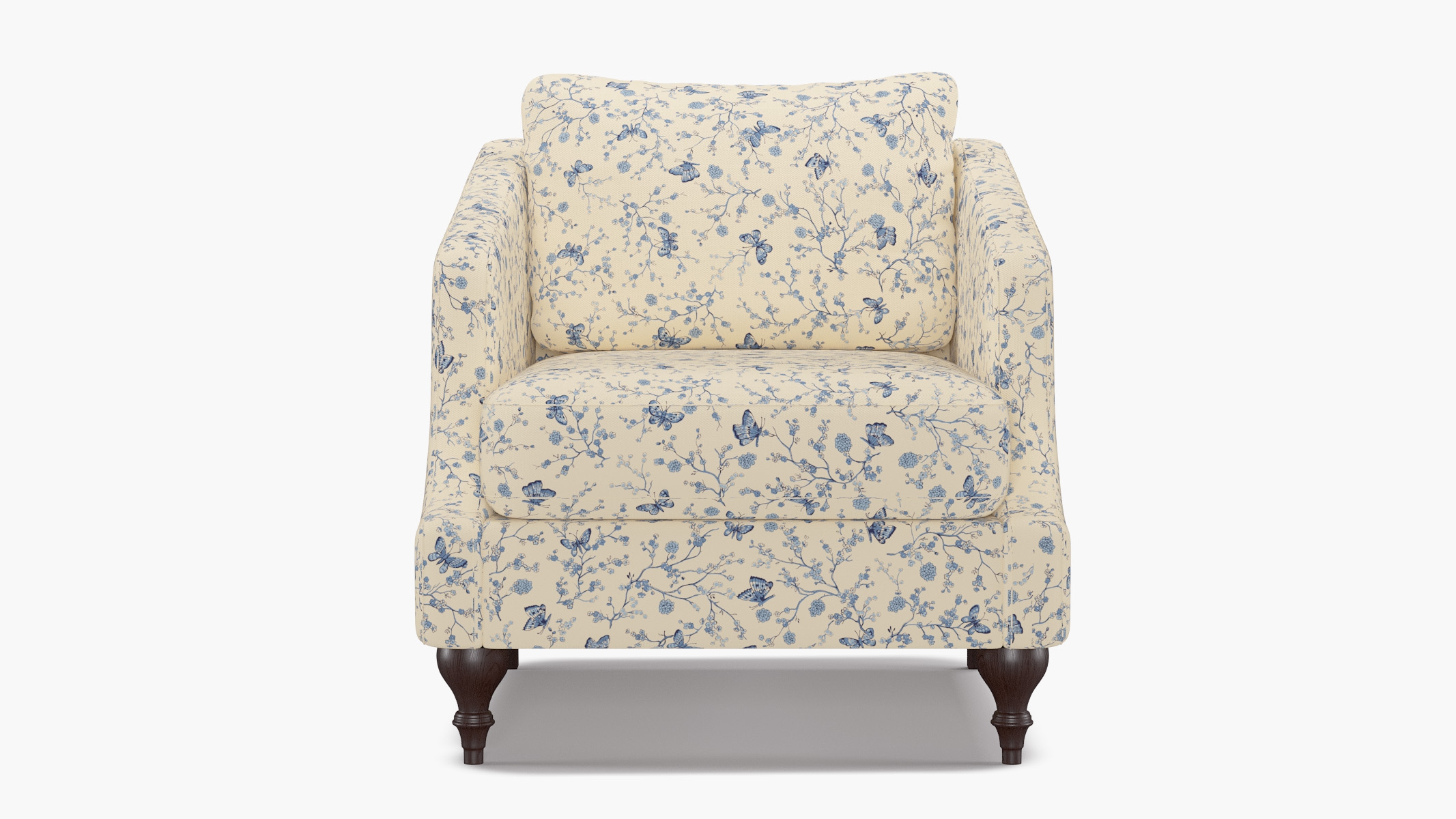 Slope Arm Chair, Delft Mariposa, Espresso Turned Wood Leg - Image 0