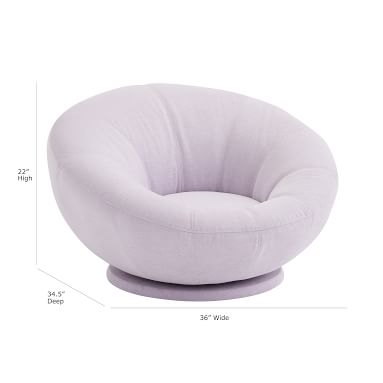 Recycled Chenille Washed Lilac Groovy Swivel Chair - Image 5