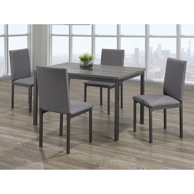 Dining Set 1 Grey Wood Top Table With Silver Metal Legs And 4 Grey Cushion Chair With Silver Metal Legs - Image 0