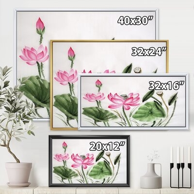 Vintage Pink Lotuses In The Pond II - Traditional Canvas Wall Art Print - Image 0