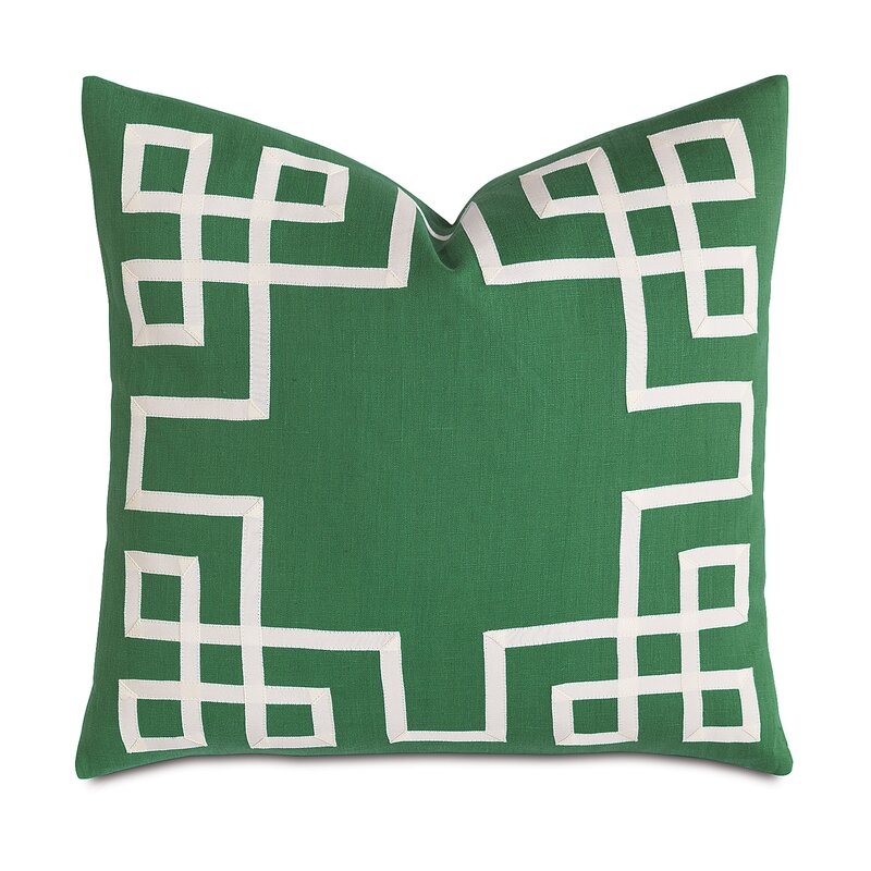 Eastern Accents Breeze Kelly Tropical Linen Geometric Throw Pillow Cover & Insert - Image 0