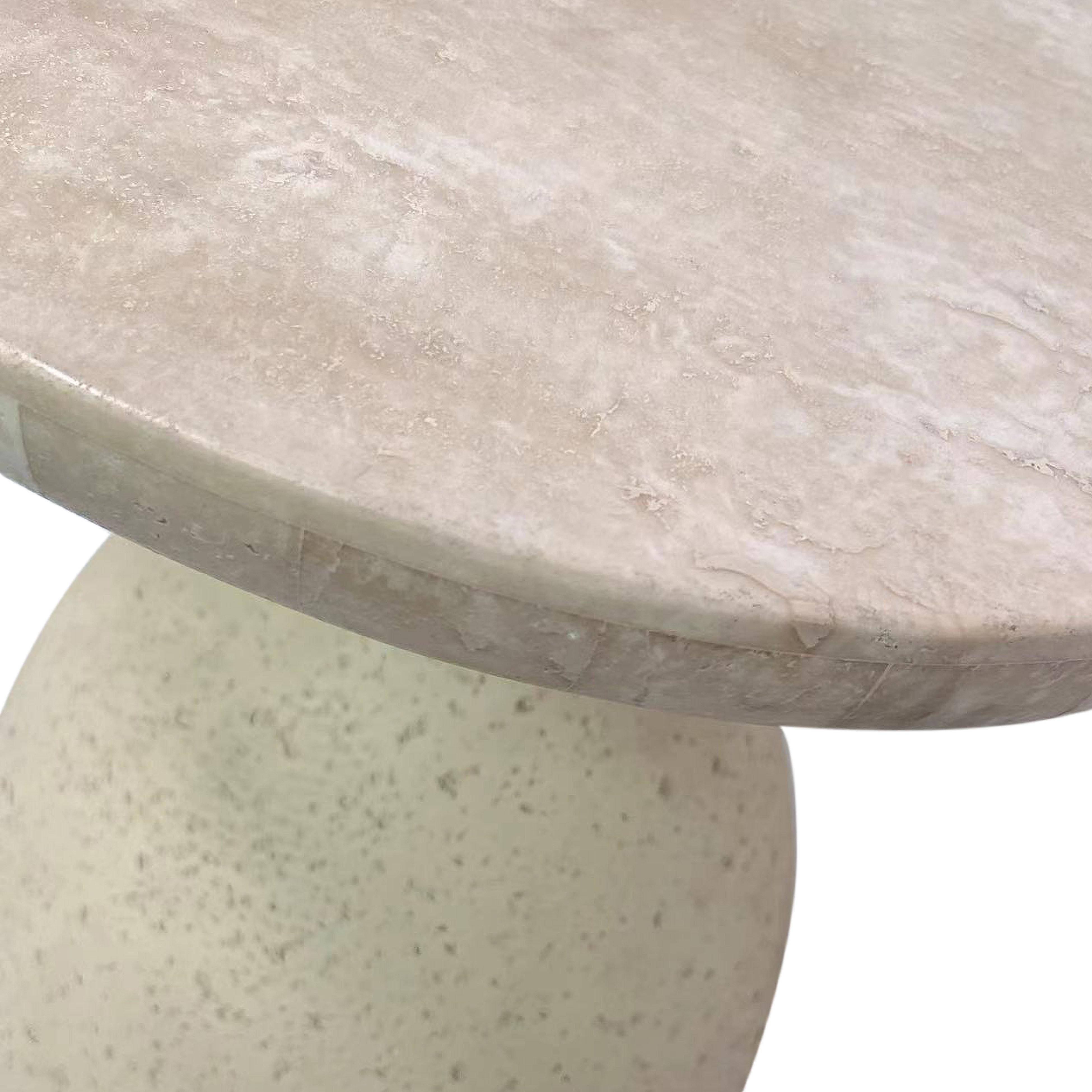Gina Cream Travertine Side Table - Image 2