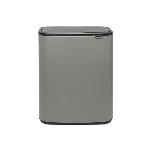 Brabantia Bo Touch Top Dual Compartment Recycling Trash Can, 2x8 Gallon, Mineral Concrete Gray - Image 0