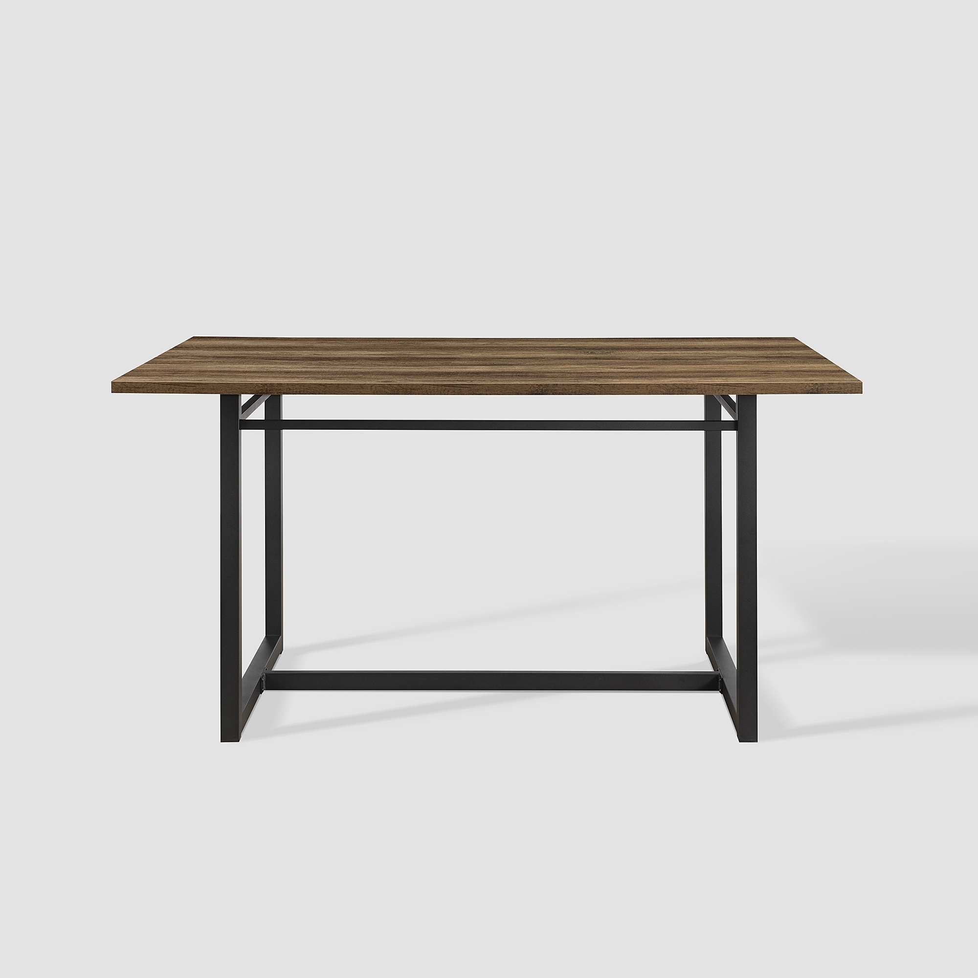 60" Contemporary Wood and Metal Dining Table - Rustic Oak / Black - Image 1