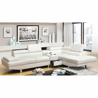 Jyme 121.5" Wide Faux Leather Right Hand Facing Sofa & Chaise - Image 0