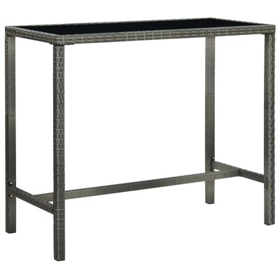 Latitude Run® Garden Bar Table Gray 51.2"X23.6"X43.3" Poly Rattan And Glass - Image 0