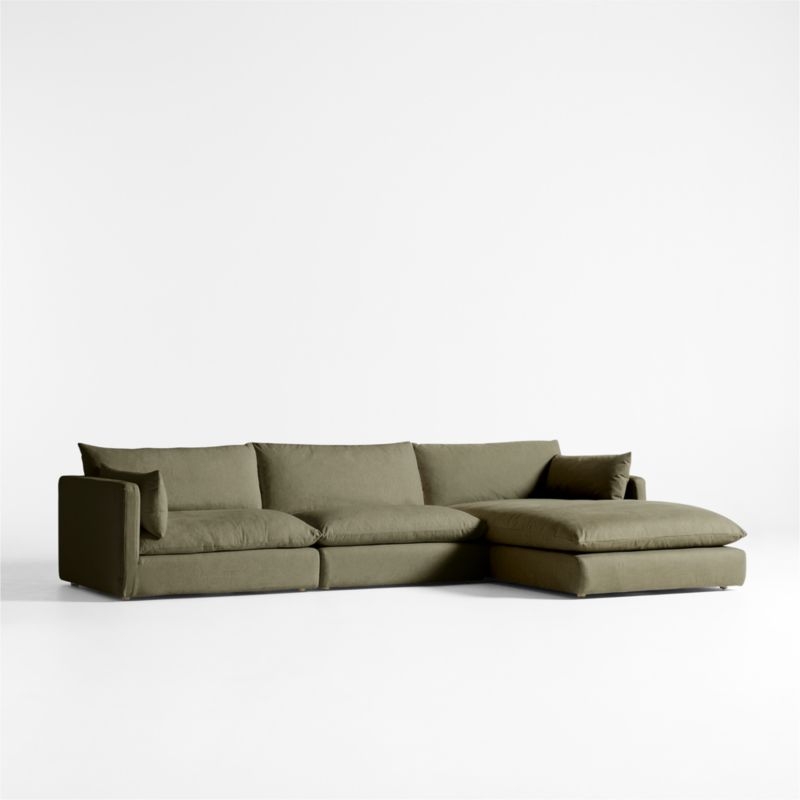 Unwind Modular 3-Piece Slipcovered Sectional Sofa with Chaise Lounge - Image 1