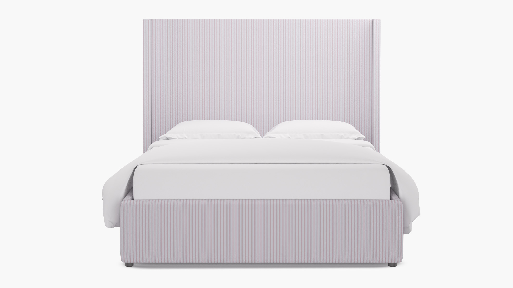 Modern Wingback Bed, Pink Classic Ticking Stripe, Twin - Image 0