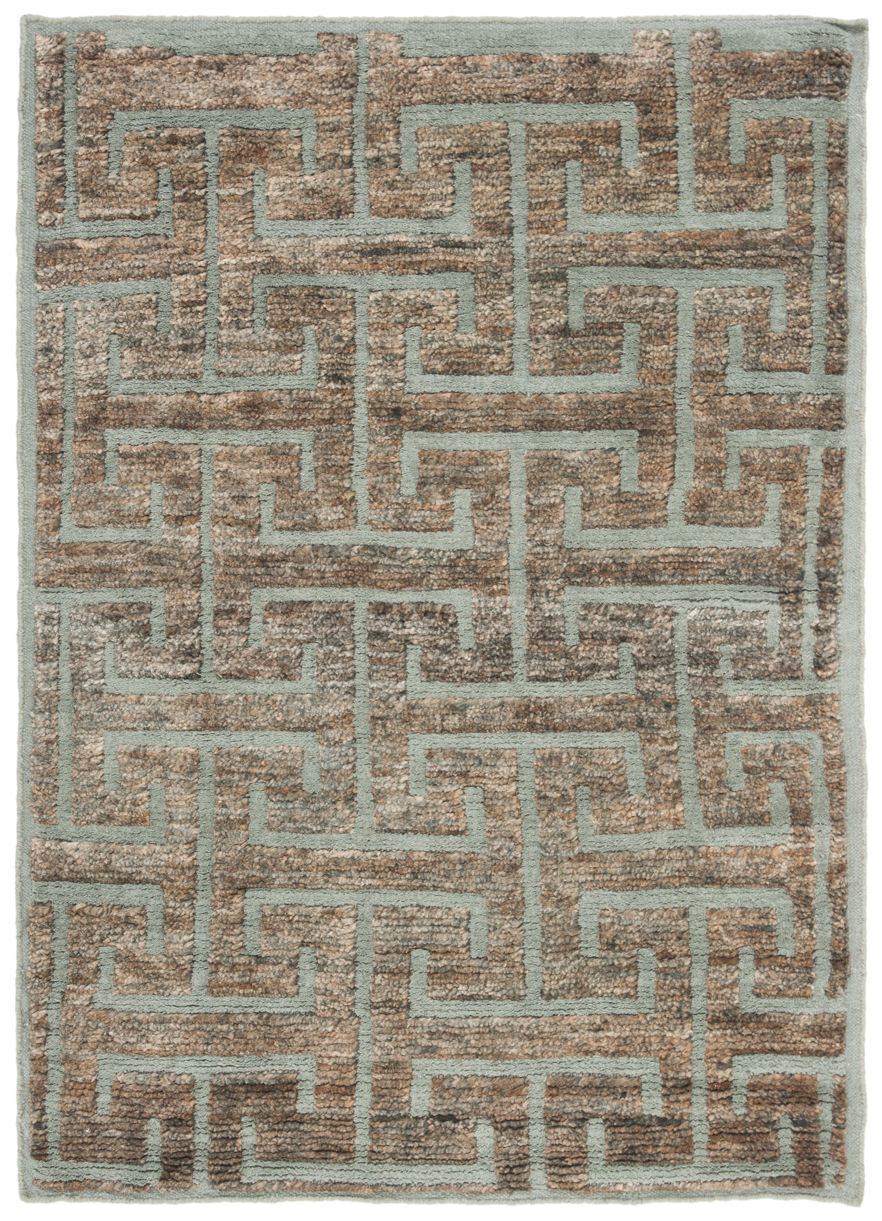 Arlo Home Hand Knotted Area Rug, TGR417D, Blue/Beige,  4' X 6' - Image 0