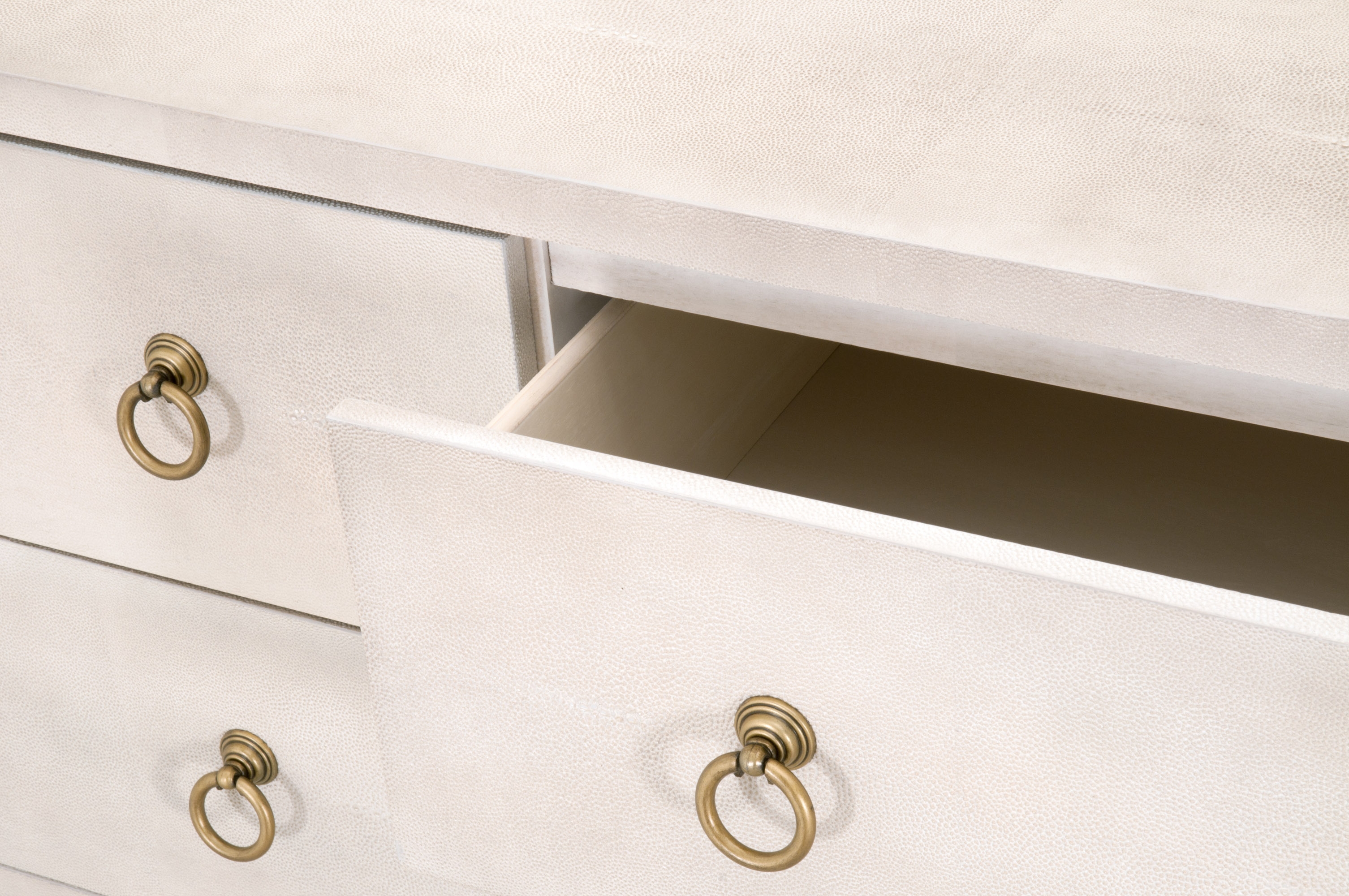 Colette Shagreen 6-Drawer Double Dresser, White & Gold - Image 11