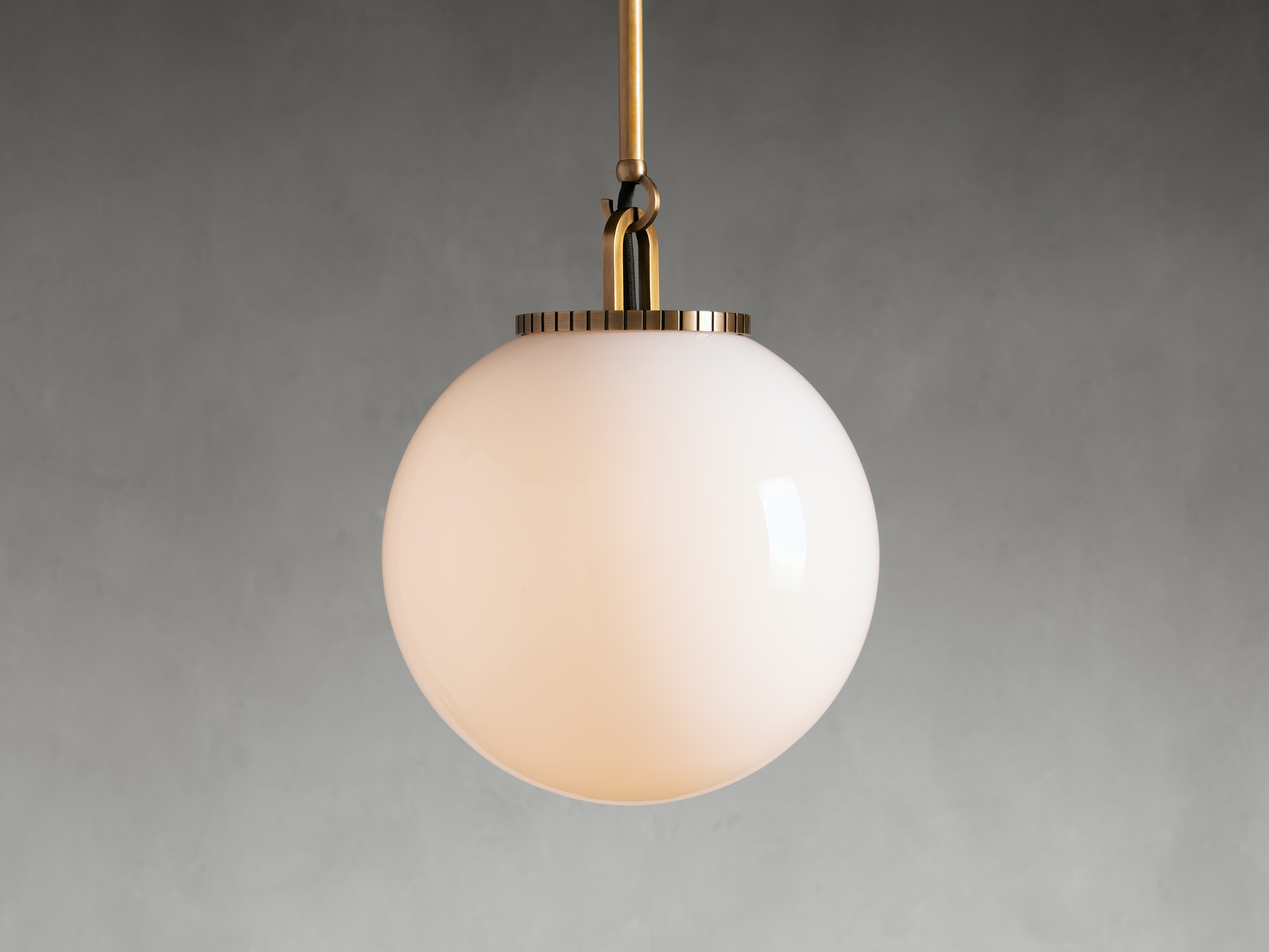 Wescott Globe Pendant with Rod in Glass Small Brass /Milk - Image 0