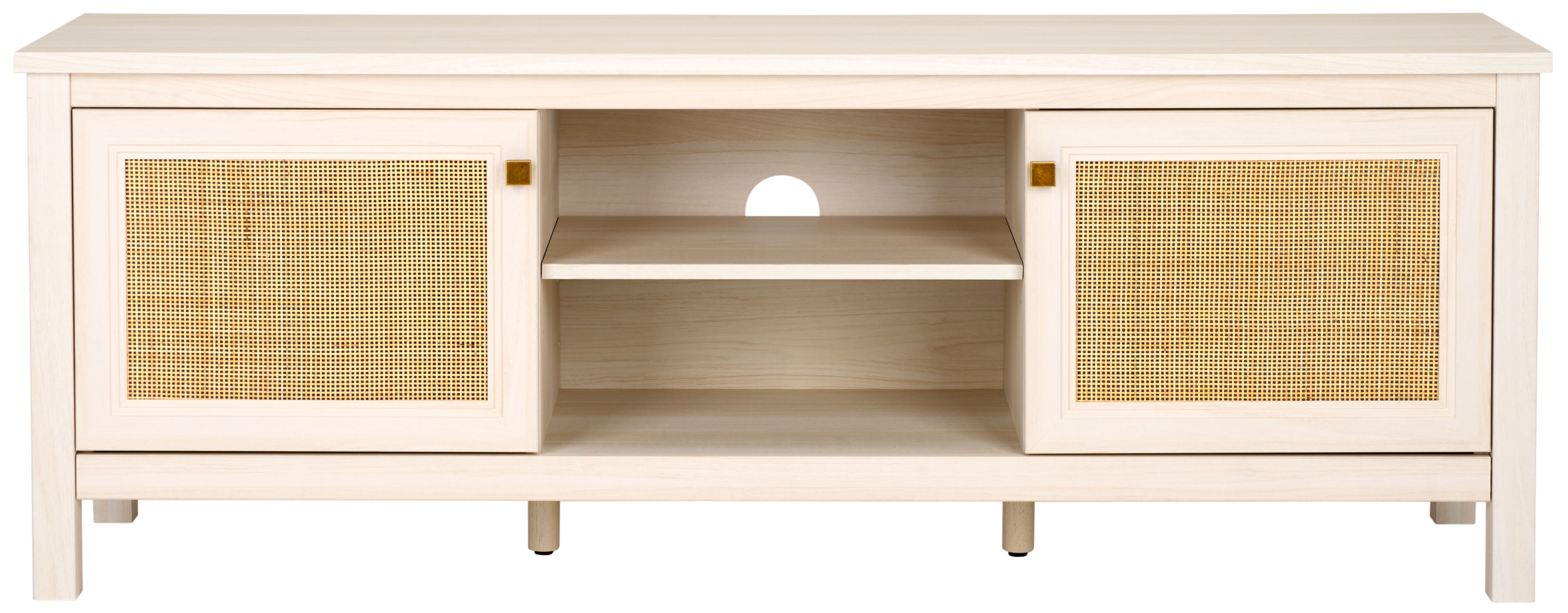 Evane 2 Door Media Stand - Bleached White / Natural - Safavieh - Image 0