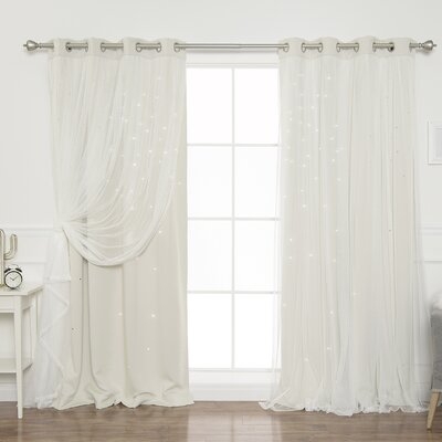 Efird Tulle Overlay Star Cut Out Solid Blackout Thermal Grommet Curtain Panels - Image 0
