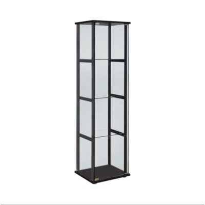 4-shelf Glass Curio Cabinet Black And Clear - Image 0