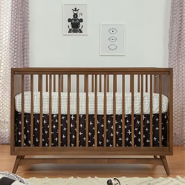 Peggy 3-in-1 Convertible Crib with Toddler Bed Conversion Kit, Natural Walnut, WE Kids - Image 1