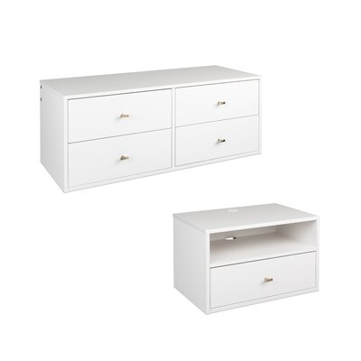 Ebern Designs Hanging Dresser And Nightstand Set - White - Image 0