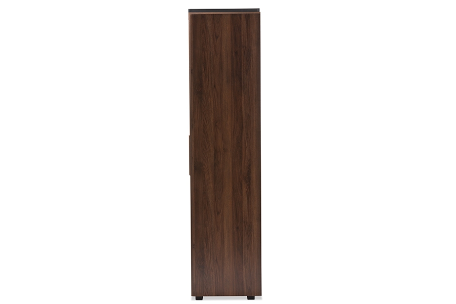 Rikke Modern and Contemporary Two-Tone Gray and Walnut Finished Wood 7-Shelf Wardrobe Storage Cabinet - Image 4