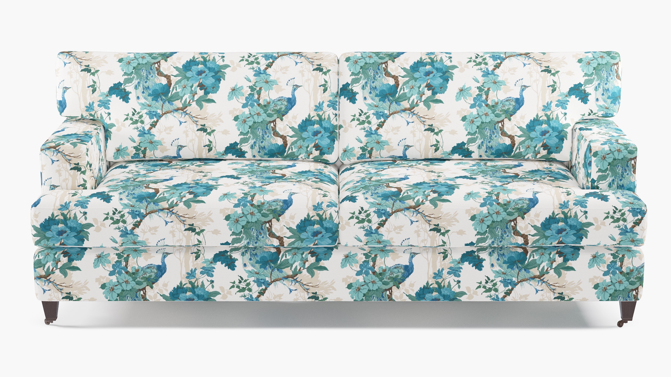 Classic Sofa, Turquoise Peacock Park, Espresso with Antique Brass Caster - Image 0