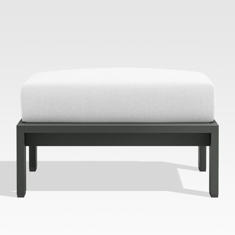 Walker Metal Outdoor Ottoman with Canvas White Sunbrella ® Cushions - Image 2