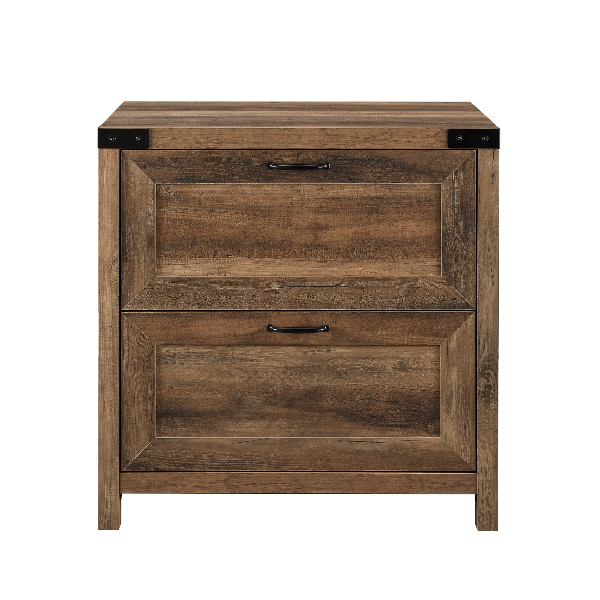 Modern Farmhouse 2-Drawer Filing Cabinet with Metal Accents – Rustic Oak - Image 1