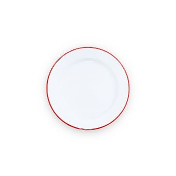 Vintage Salad Plate, White/Red Rim, Set of 4 - Image 0