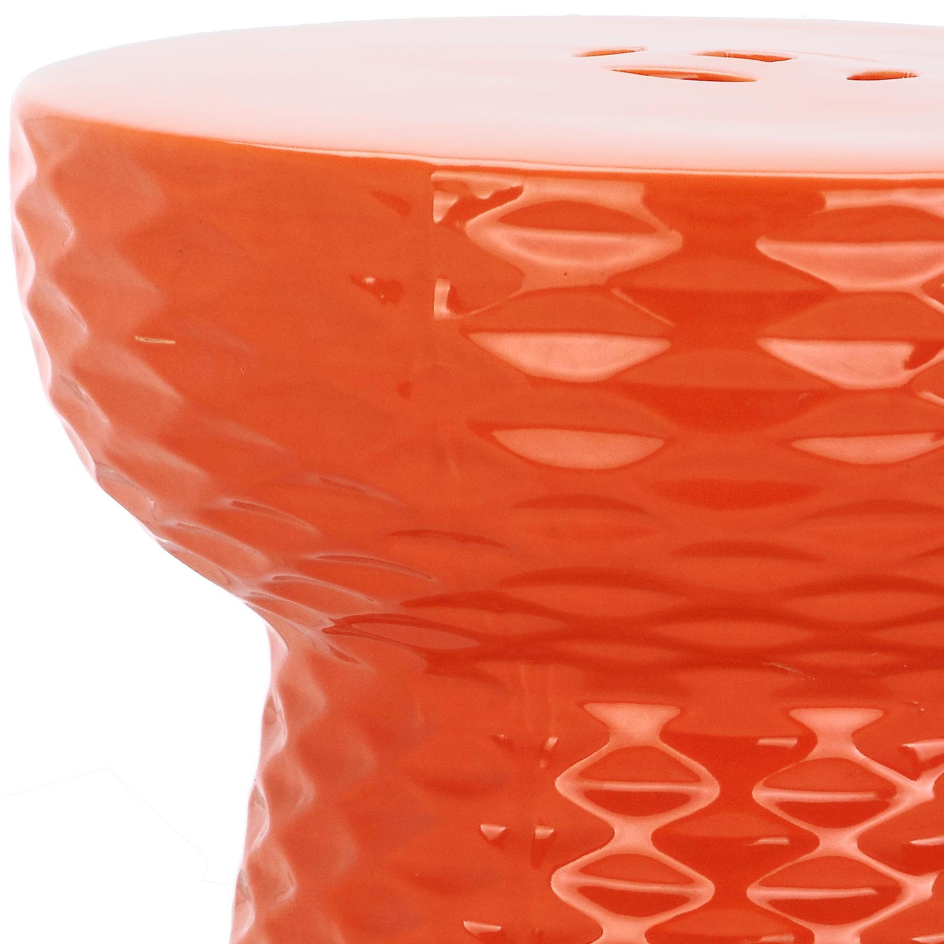 Daphne Garden Stool - Orange - Safavieh - Image 1