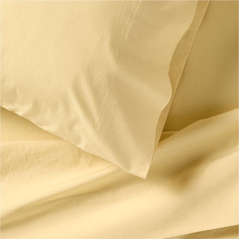 Cozy Cloud Straw Yellow Washed Organic Cotton Kids Full Sheet Set - Image 1