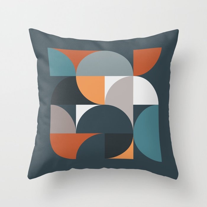 Mid Century Geometric 11/2 Couch Throw Pillow by The Old Art Studio - Cover (20" x 20") with pillow insert - Outdoor Pillow - Image 0