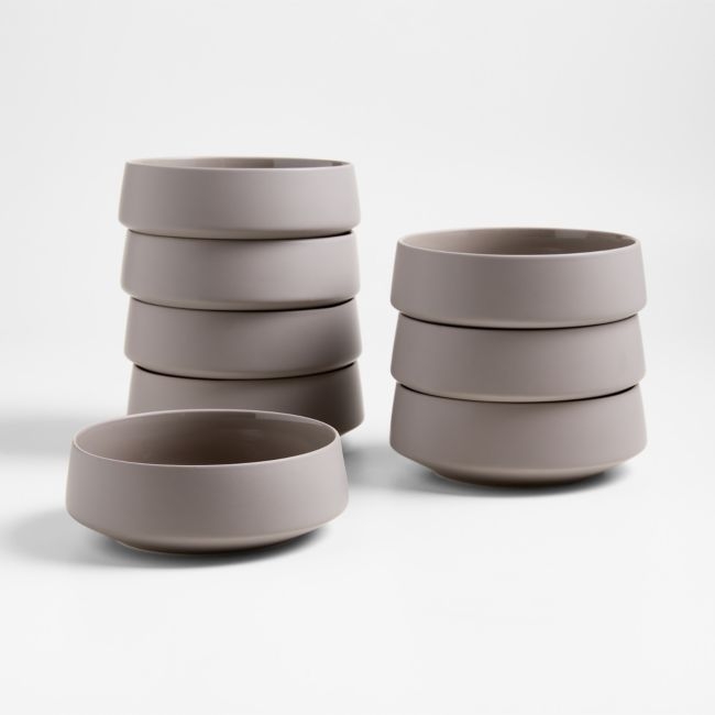 Tour Taupe Porcelain Cereal Bowls, Set of 8 - Image 0