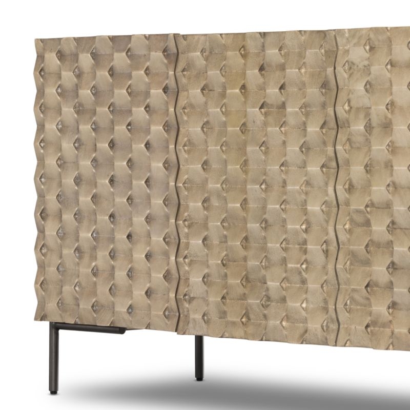 Raffael 82" Grey Wash Wood Storage Media Console - Image 4