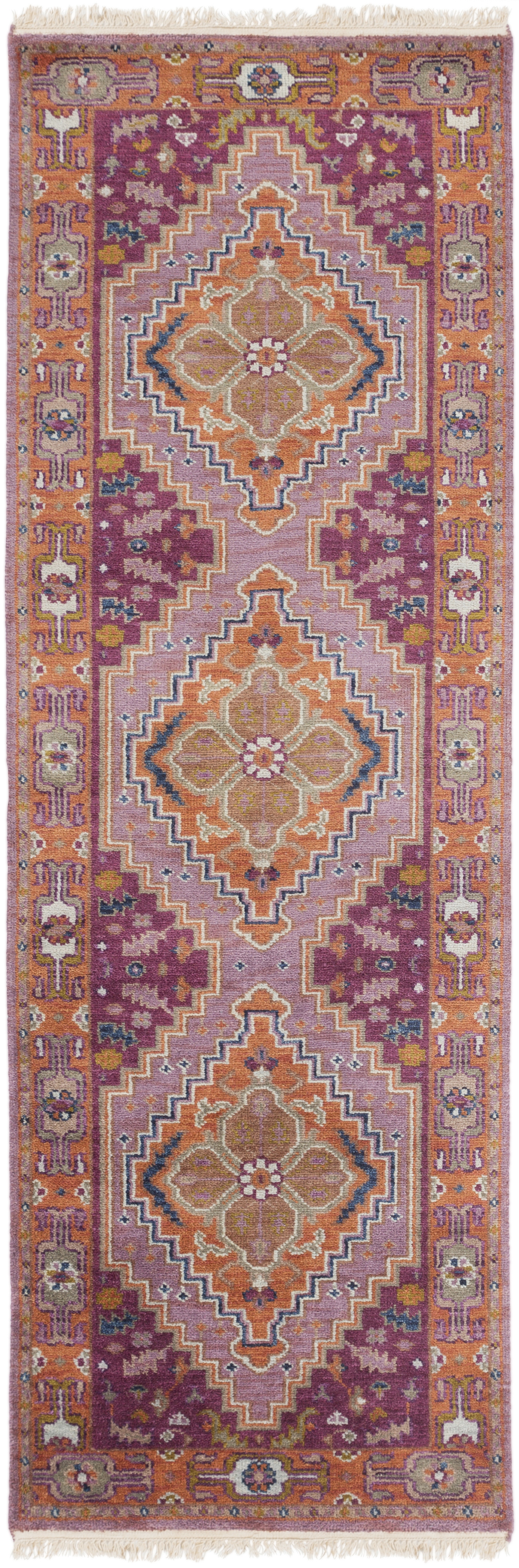 Zeus Purple Indoor 2'6" x 8' Handmade Rug - Image 0