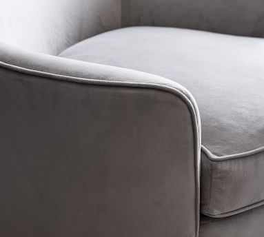 Larkin Upholstered Swivel Armchair, Polyester Wrapped Cushions, Performance Everydayvelvet(TM) Carbon - Image 1