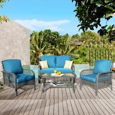 Patio 4 Piece Rattan Sofa Seating Group With Cushions - Image 0