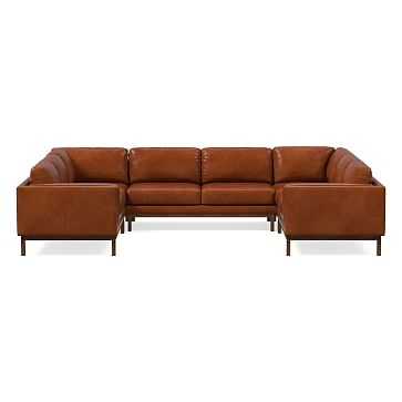 Dekalb 142" U-Shaped Sectional, Sierra Leather, Fog, Acorn - Image 1